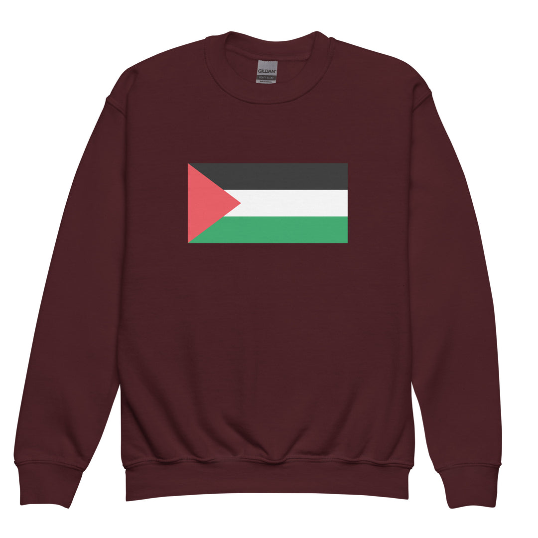 Palestine Flag - Youth Crewneck Sweatshirt, Maroon