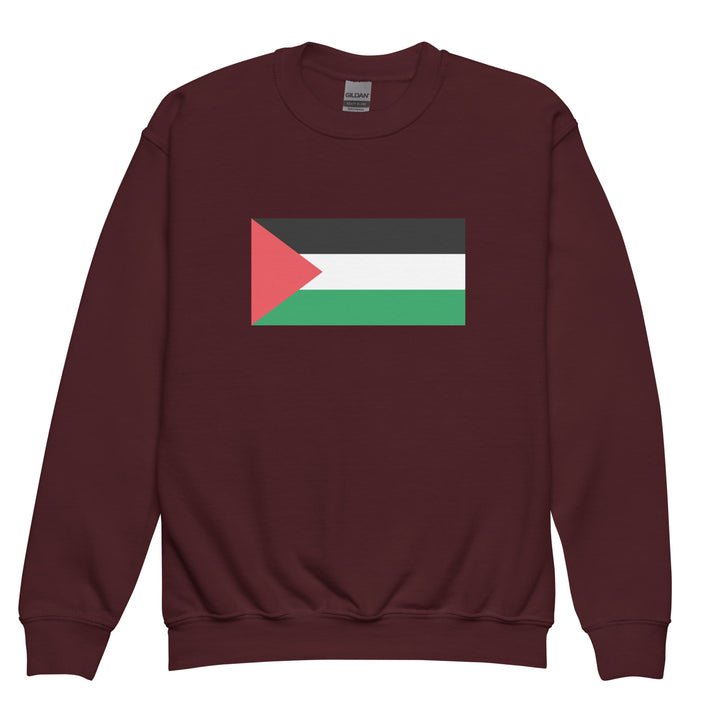 Palestine Flag - Youth Crewneck Sweatshirt, Maroon