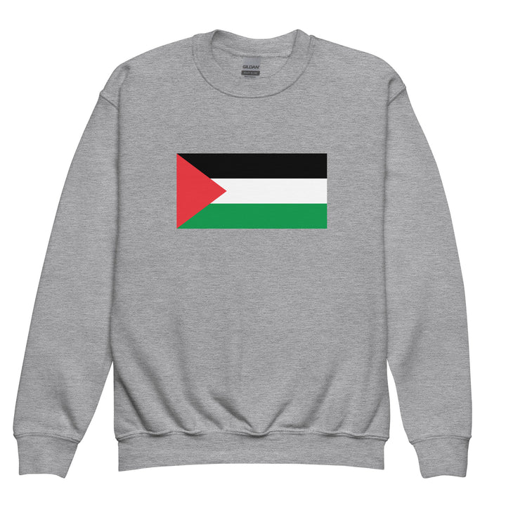 Palestine Flag - Youth Crewneck Sweatshirt, Sport Grey