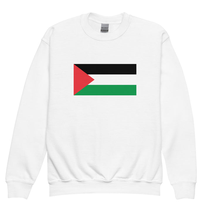 Palestine Flag - Youth Crewneck Sweatshirt, White