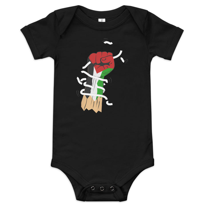 Palestine Hand - Baby Short Sleeve One Piece, Black
