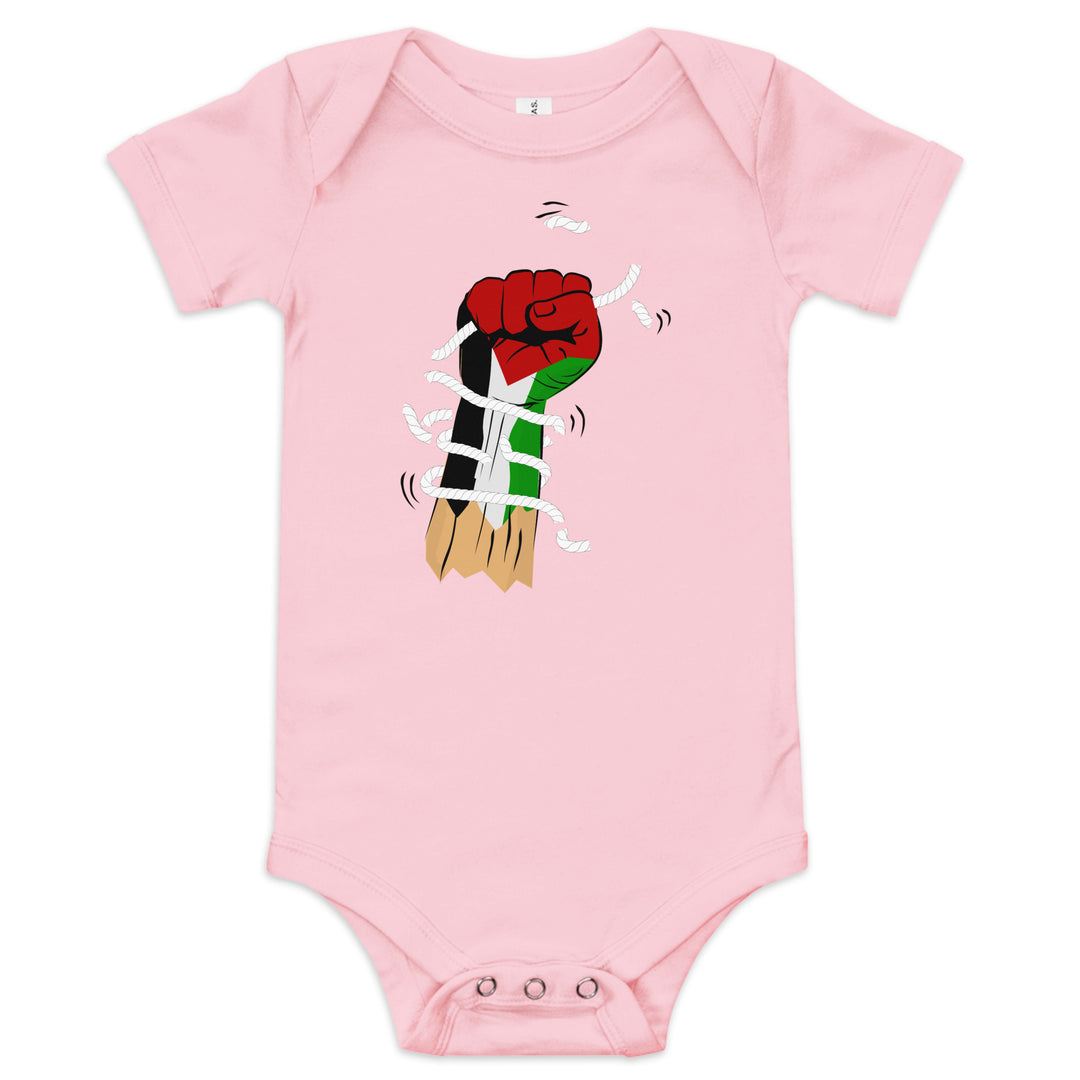 Palestine Hand - Baby Short Sleeve One Piece, Pink