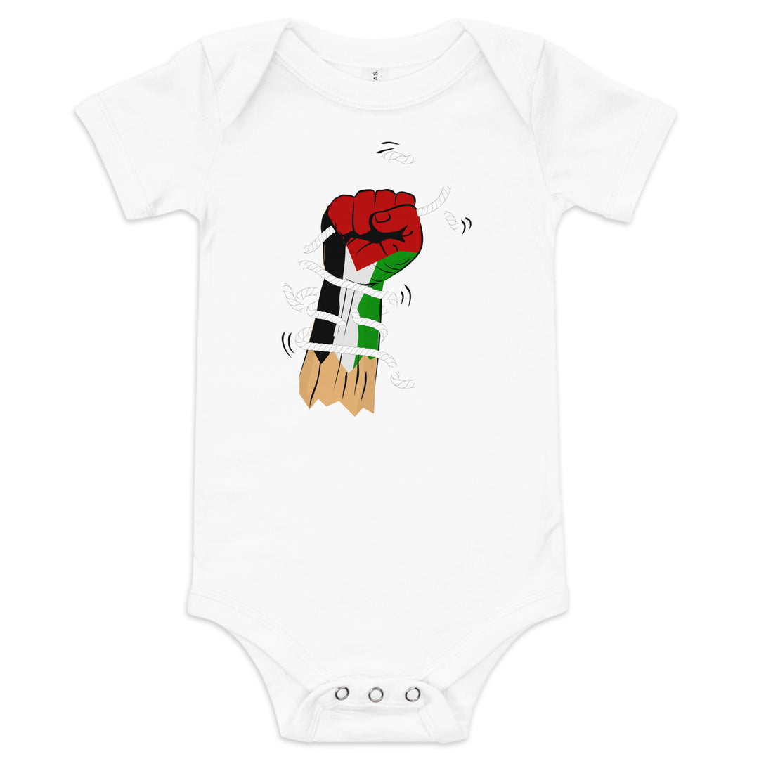 Palestine Hand - Baby Short Sleeve One Piece, White