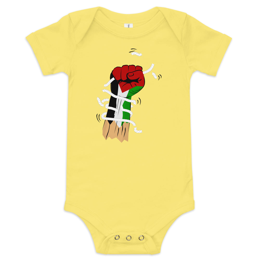 Palestine Hand - Baby Short Sleeve One Piece, Yellow