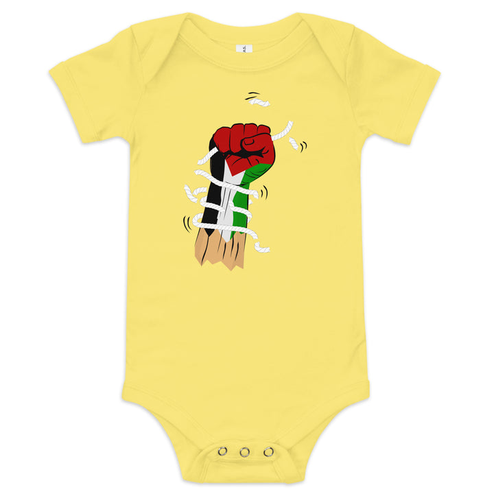 Palestine Hand - Baby Short Sleeve One Piece, Yellow