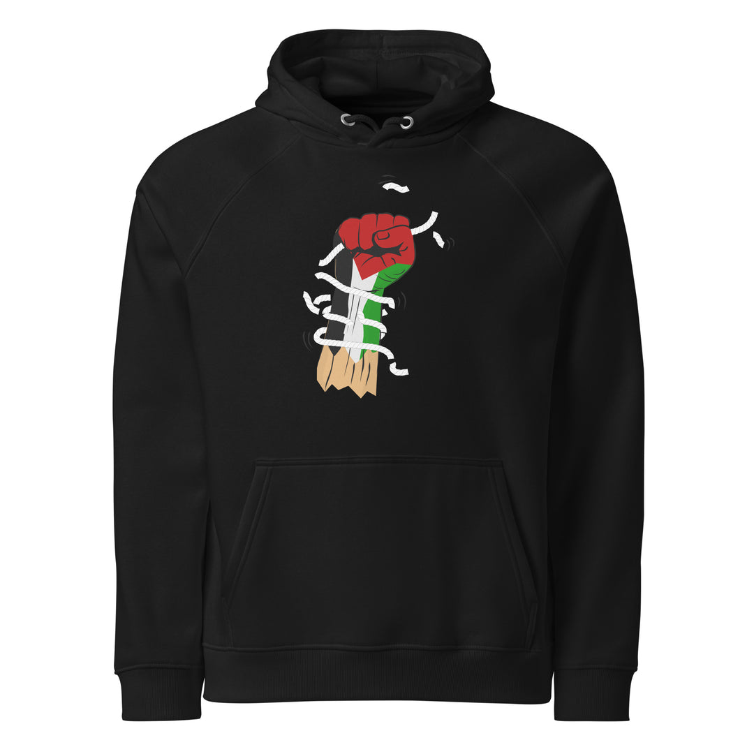 Palestine Hand - Men’s Eco Raglan Hoodie, Eco Raglan Hoodie Black