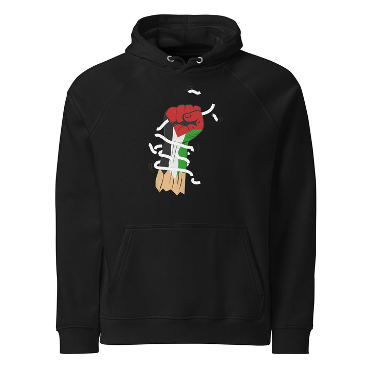 Palestine Hand - Men’s Eco Raglan Hoodie, Eco Raglan Hoodie Black