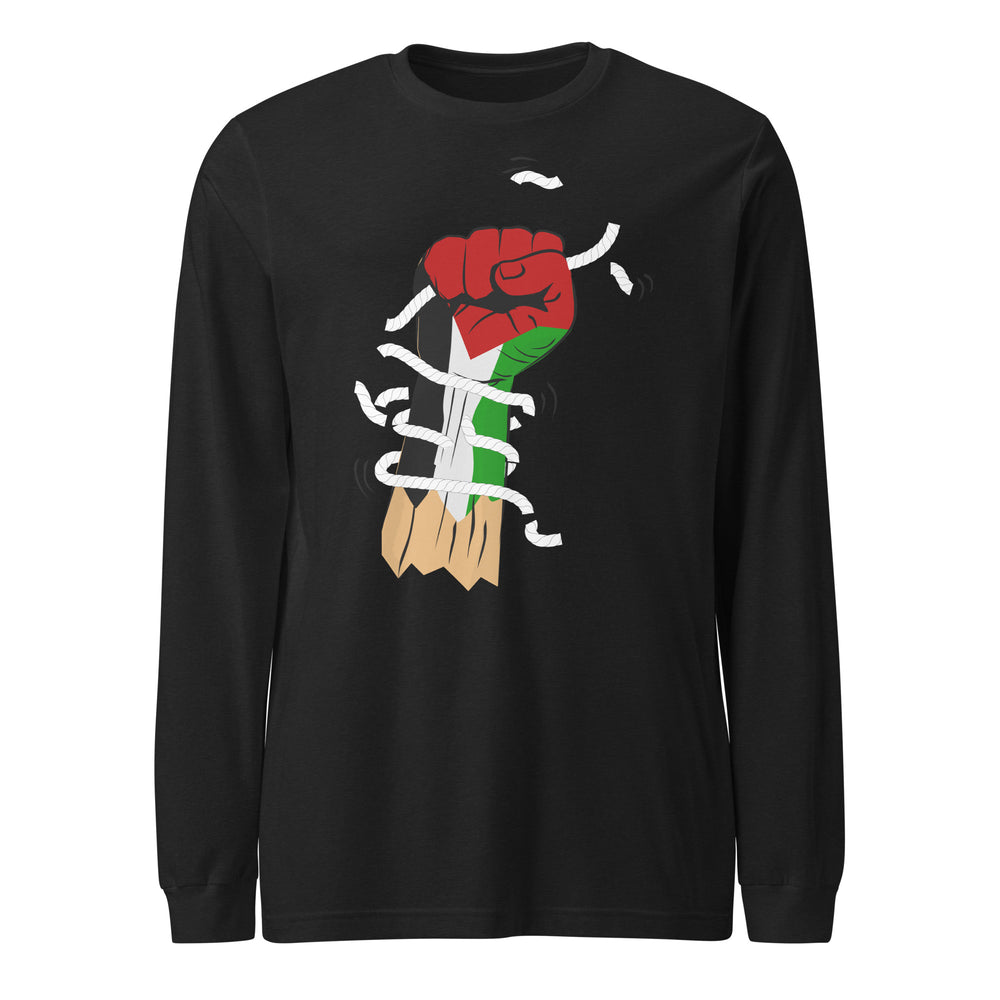 Palestine Hand - Men’s Long Sleeve Shirt, Black Heather