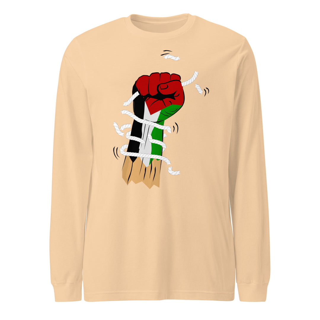 Palestine Hand - Men’s Long Sleeve Shirt, Sand Dune