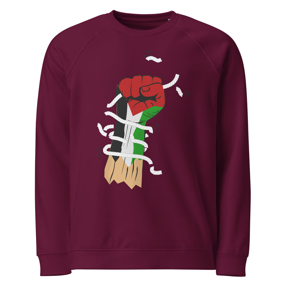 Palestine Hand - Men’s Organic Raglan Sweatshirt, Burgundy