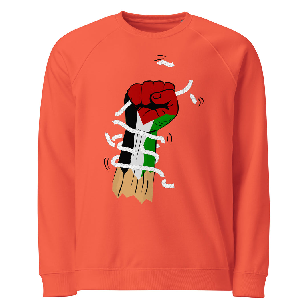 Palestine Hand - Men’s Organic Raglan Sweatshirt, Burnt Orange