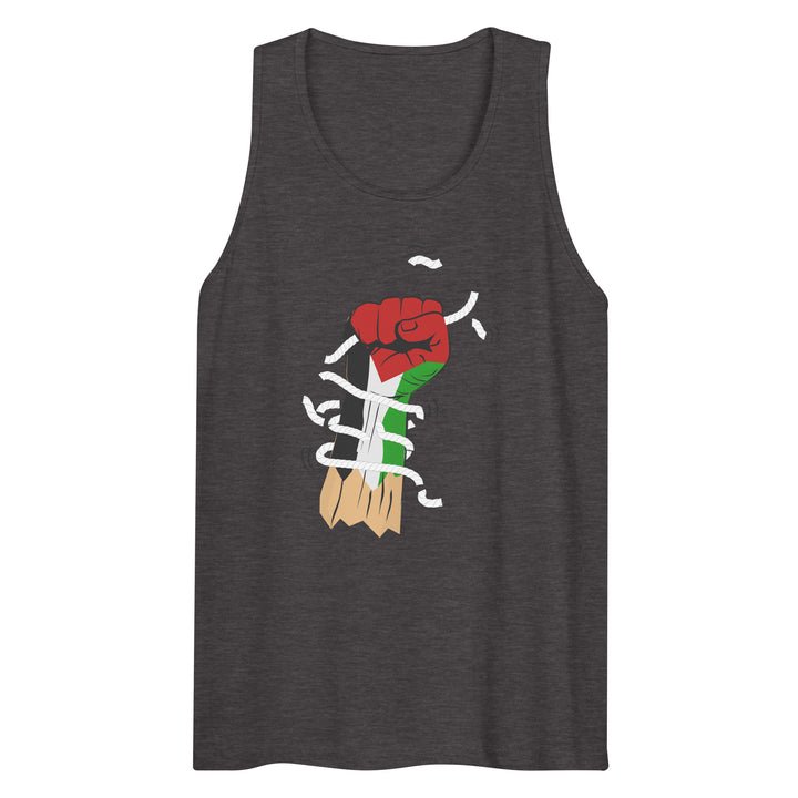 Palestine Hand - Men’s Premium Tank Top, Mens Premium Tank Top Charcoal Heather