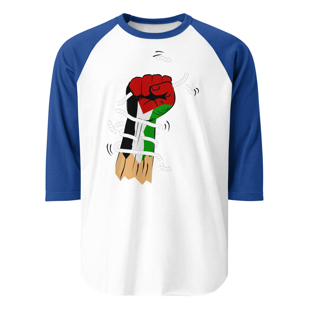 Palestine Hand - Men’s ¾ Sleeve Raglan Shirt, 34 Sleeve Raglan Shirt White Royal