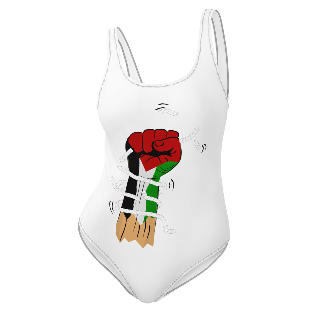 Palestine Hand - One-Piece Swimsuit, Swimsuit White