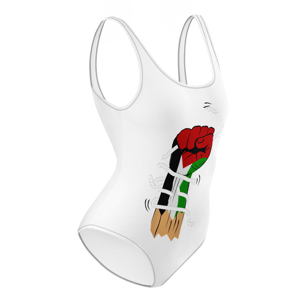 Palestine Hand - One-Piece Swimsuit, Swimsuit White