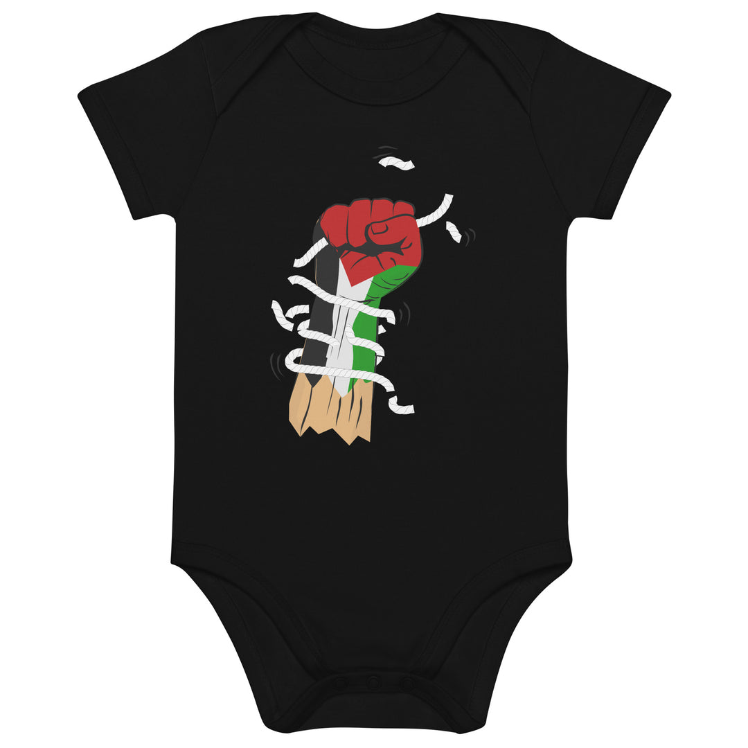 Palestine Hand - Organic Cotton Baby Bodysuit, Cotton Baby Bodysuit Black