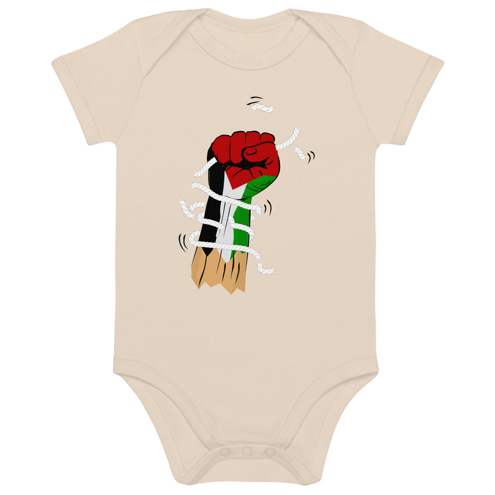 Palestine Hand - Organic Cotton Baby Bodysuit, Cotton Baby Bodysuit Organic Natural