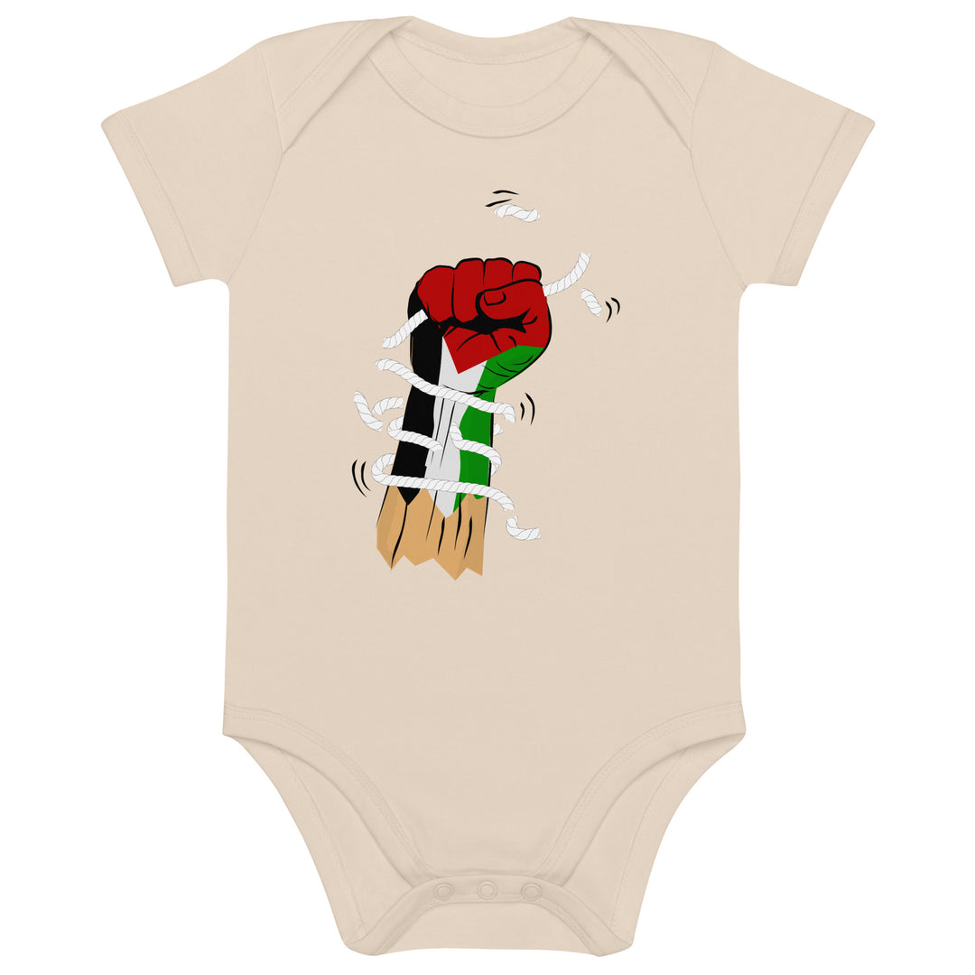 Palestine Hand - Organic Cotton Baby Bodysuit, Cotton Baby Bodysuit Organic Natural