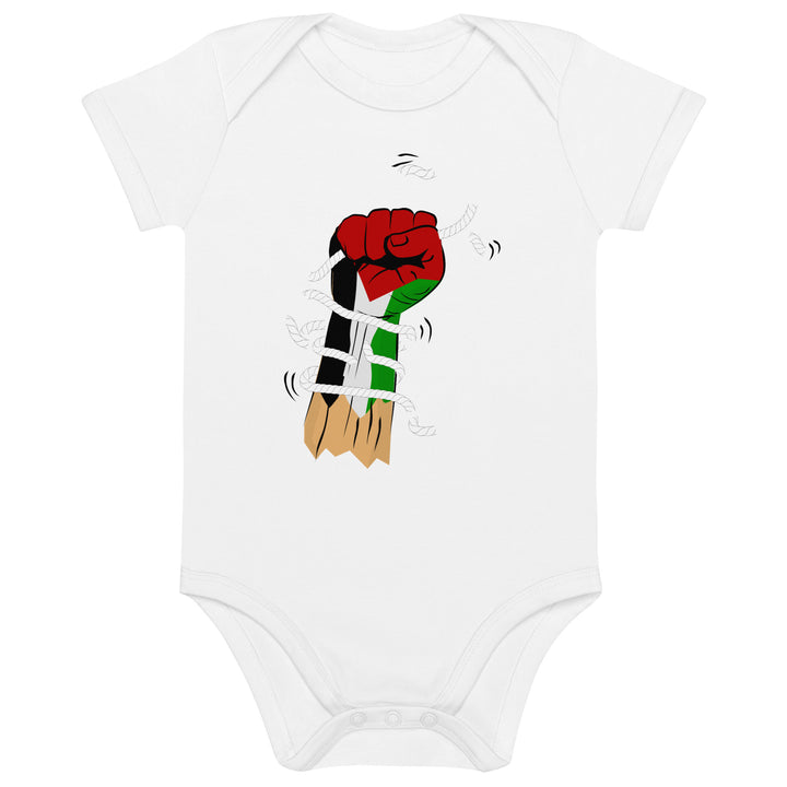 Palestine Hand - Organic Cotton Baby Bodysuit, Cotton Baby Bodysuit White
