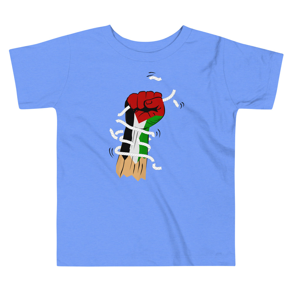 Palestine Hand - Toddler Short Sleeve Tee, Heather Columbia Blue