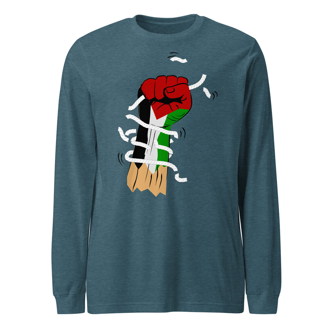 Palestine Hand - Women’s Long Sleeve Tee, Heather Deep Teal