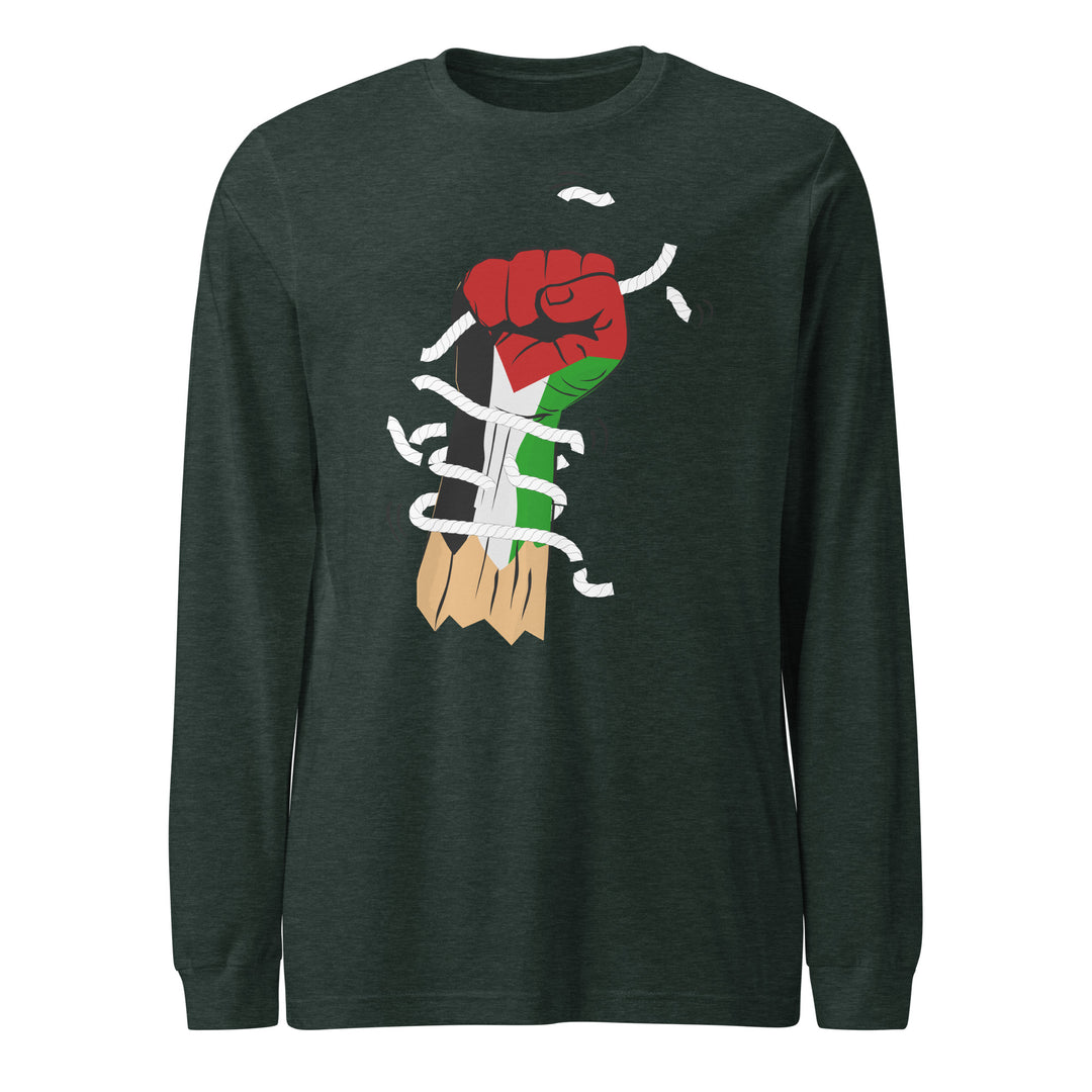 Palestine Hand - Women’s Long Sleeve Tee, Heather Forest