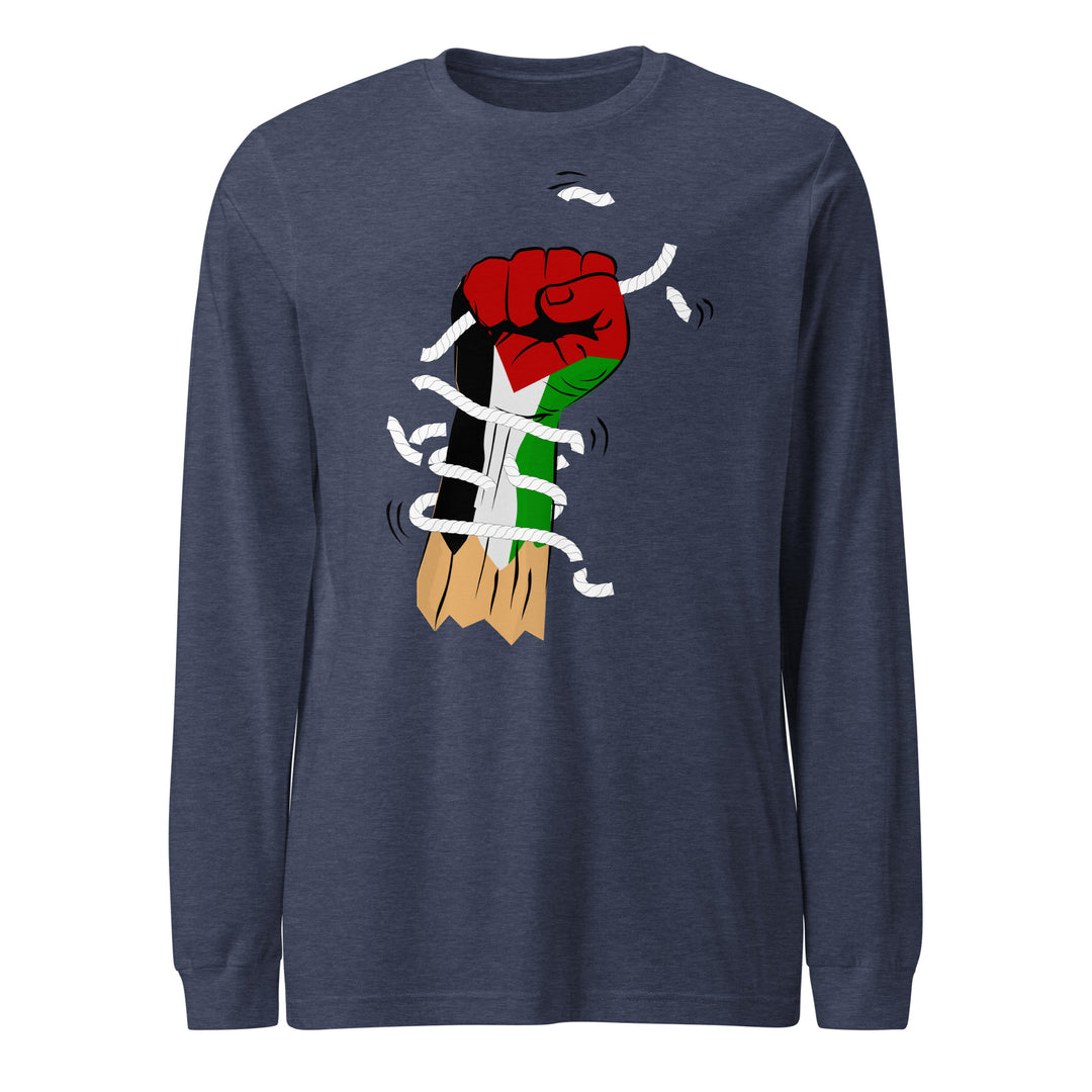 Palestine Hand - Women’s Long Sleeve Tee, Heather Navy