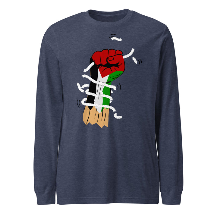 Palestine Hand - Women’s Long Sleeve Tee, Heather Navy