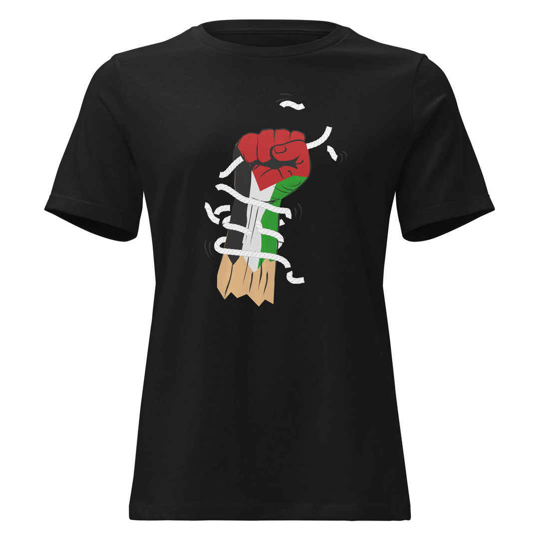Palestine Hand - Women’s Relaxed T-Shirt, Womens Relaxed T Shirt Black