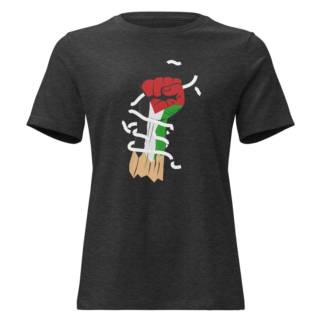Palestine Hand - Women’s Relaxed T-Shirt, Womens Relaxed T Shirt Dark Grey Heather