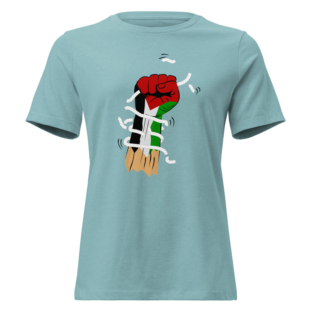 Palestine Hand - Women’s Relaxed T-Shirt, Womens Relaxed T Shirt Heather Blue Lagoon
