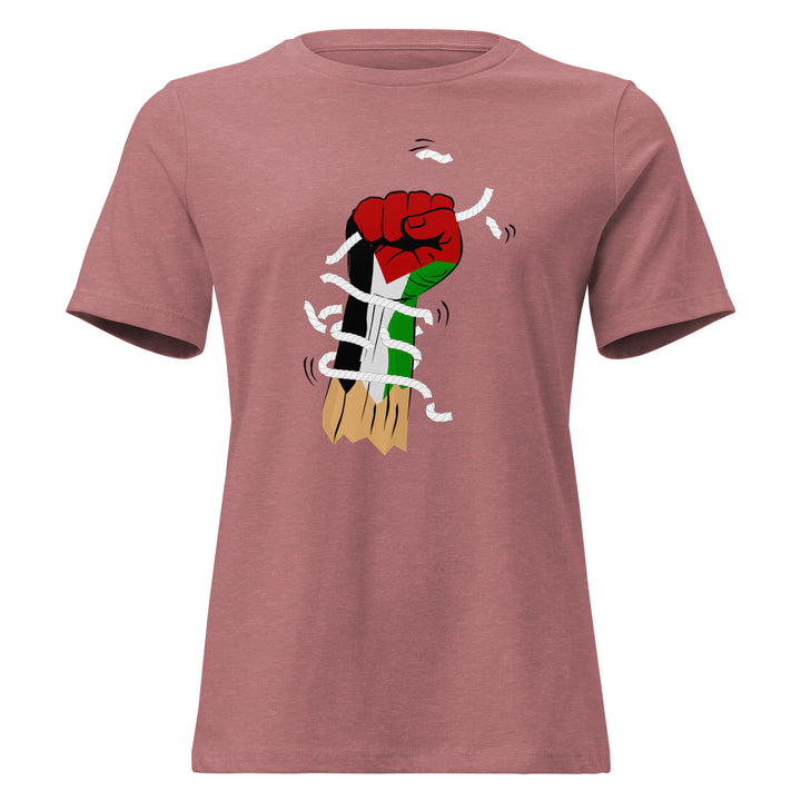 Palestine Hand - Women’s Relaxed T-Shirt, Womens Relaxed T Shirt Heather Mauve