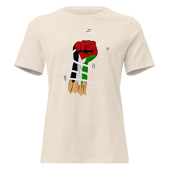 Palestine Hand - Women’s Relaxed T-Shirt, Womens Relaxed T Shirt Heather Prism Natural