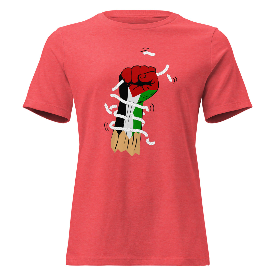 Palestine Hand - Women’s Relaxed T-Shirt, Womens Relaxed T Shirt Heather Red