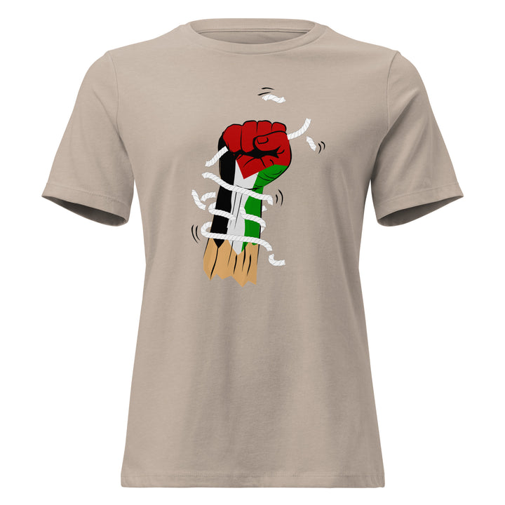 Palestine Hand - Women’s Relaxed T-Shirt, Womens Relaxed T Shirt Heather Stone