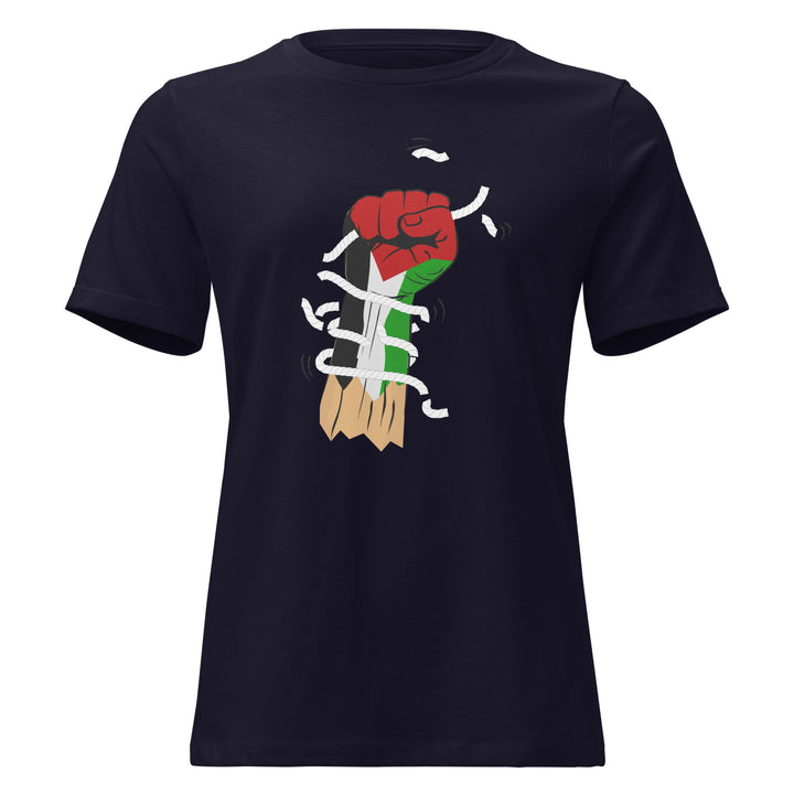Palestine Hand - Women’s Relaxed T-Shirt, Womens Relaxed T Shirt Navy