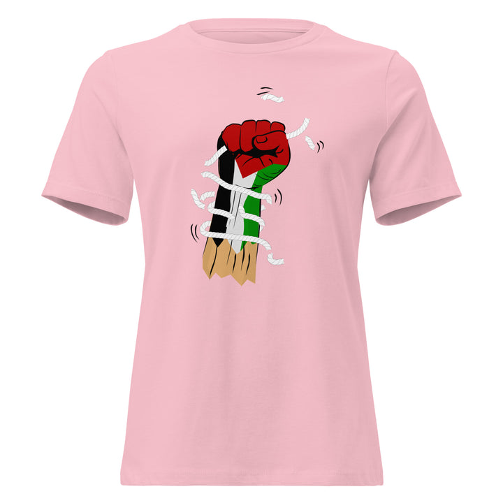 Palestine Hand - Women’s Relaxed T-Shirt, Womens Relaxed T Shirt Pink