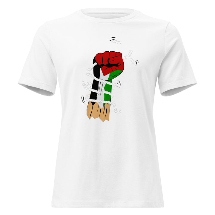 Palestine Hand - Women’s Relaxed T-Shirt, Womens Relaxed T Shirt White