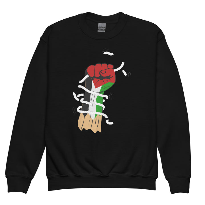 Palestine Hand - Youth Crewneck Sweatshirt, Black