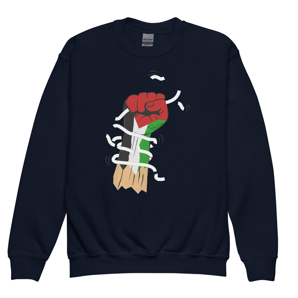 Palestine Hand - Youth Crewneck Sweatshirt, Navy