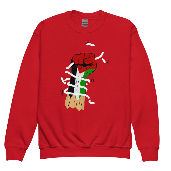 Palestine Hand - Youth Crewneck Sweatshirt, Red