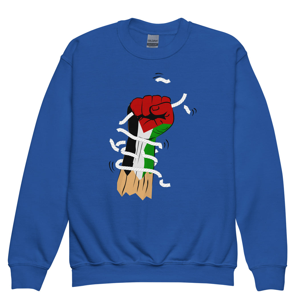 Palestine Hand - Youth Crewneck Sweatshirt, Royal