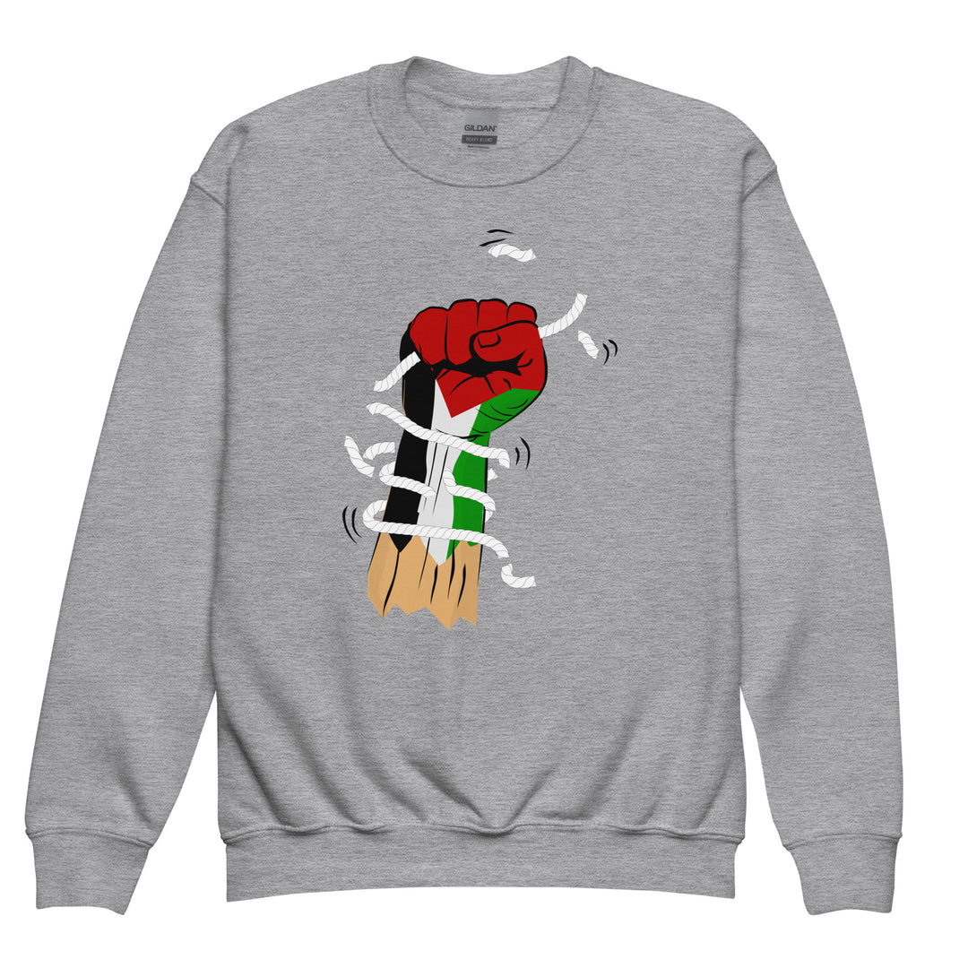 Palestine Hand - Youth Crewneck Sweatshirt, Sport Grey