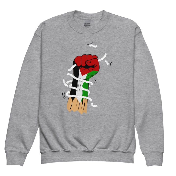 Palestine Hand - Youth Crewneck Sweatshirt, Sport Grey