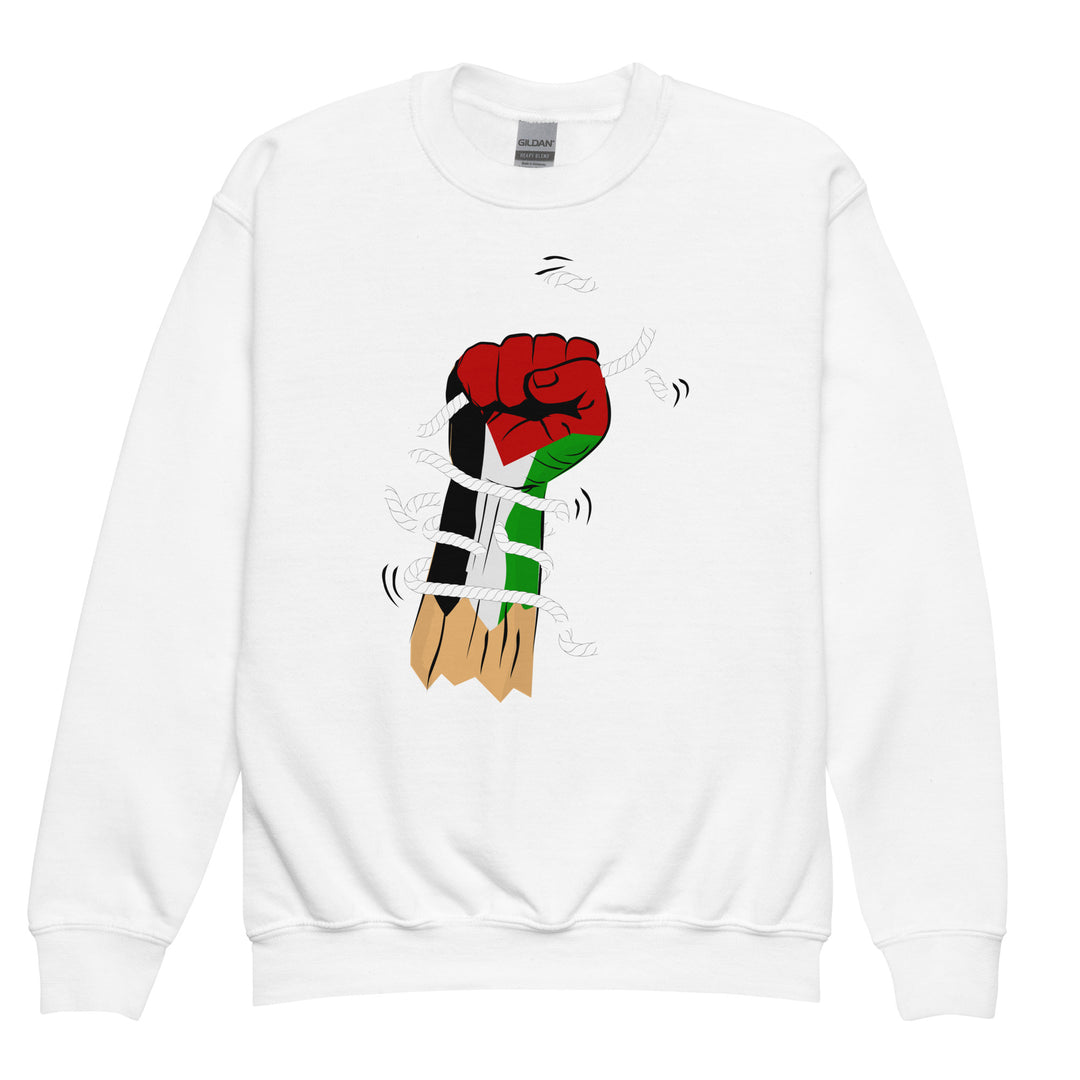Palestine Hand - Youth Crewneck Sweatshirt, White