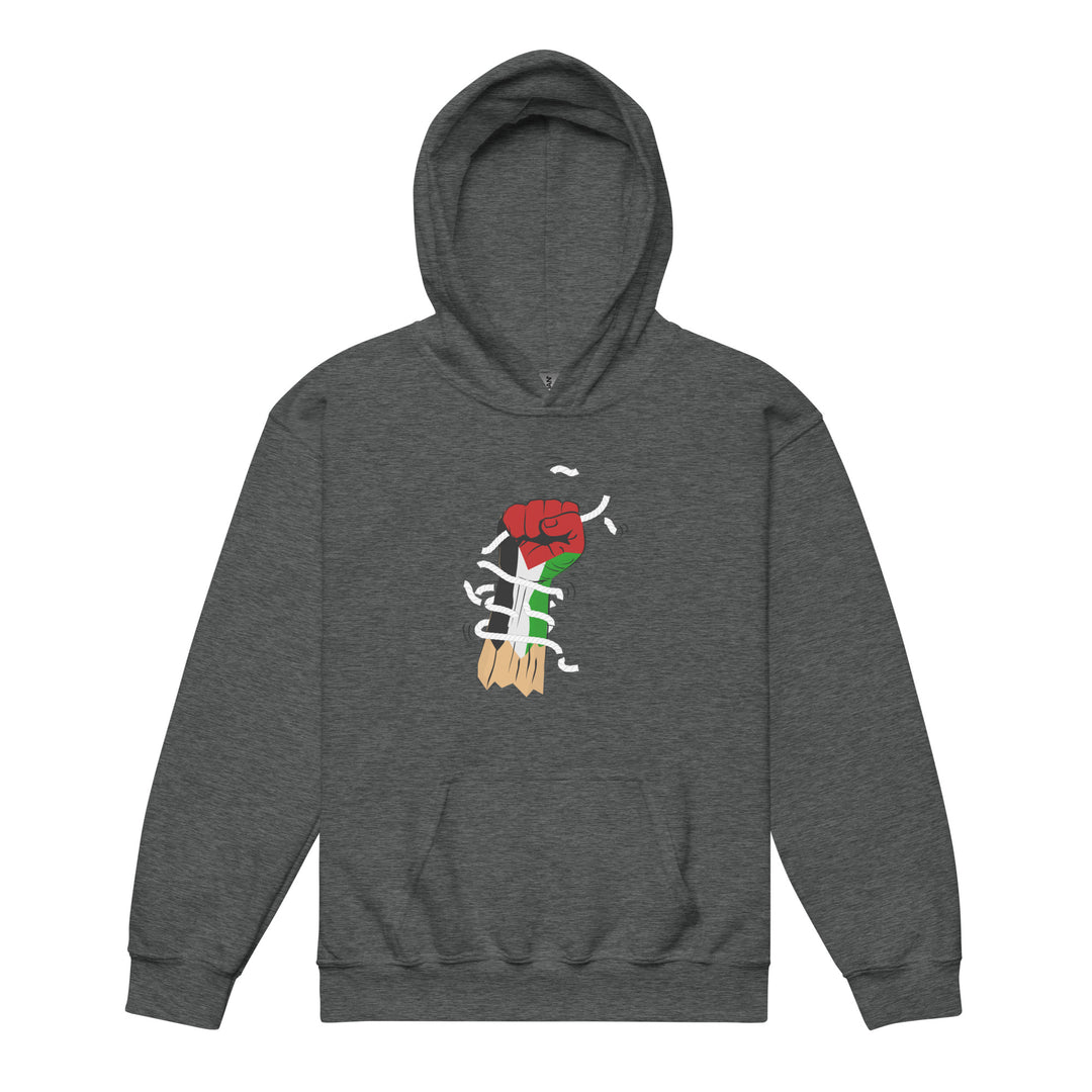 Palestine Hand - Youth Heavy Blend Hoodie, Dark Heather