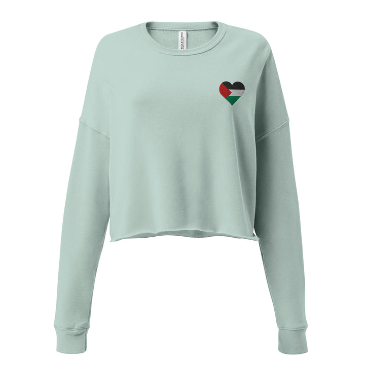Palestine Heart - Crop Sweatshirt, Womens Cropped Sweatshirt Dusty Blue