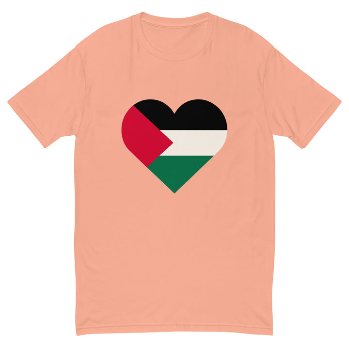 Palestine Heart - Short Sleeve T-Shirt, Mens Fitted T Shirt Desert Pink