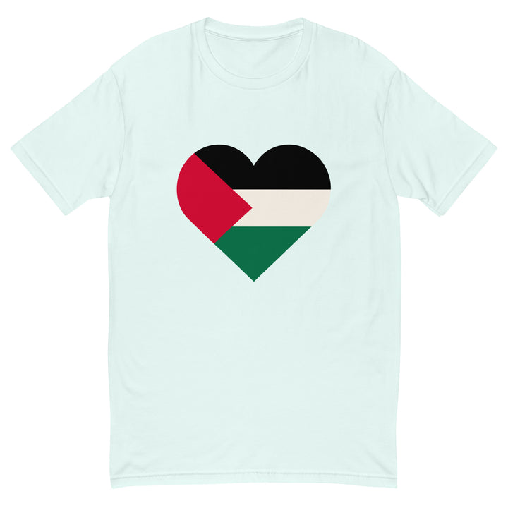 Palestine Heart - Short Sleeve T-Shirt, Mens Fitted T Shirt Light Blue