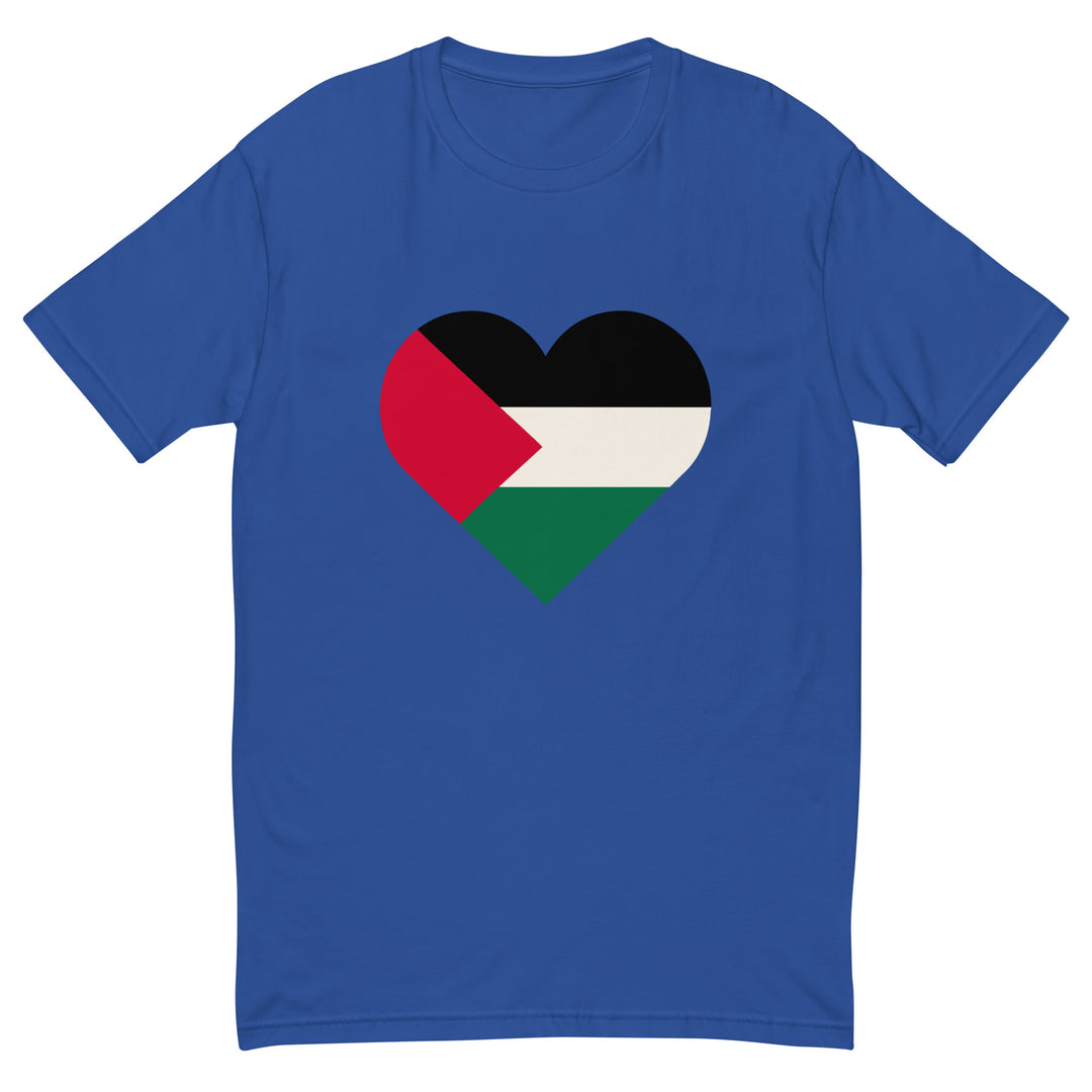 Palestine Heart - Short Sleeve T-Shirt, Mens Fitted T Shirt Royal Blue